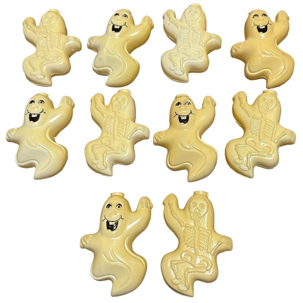 Halloween 9 Blow Mold String Light Covers Two Sided Ghost Skeletons